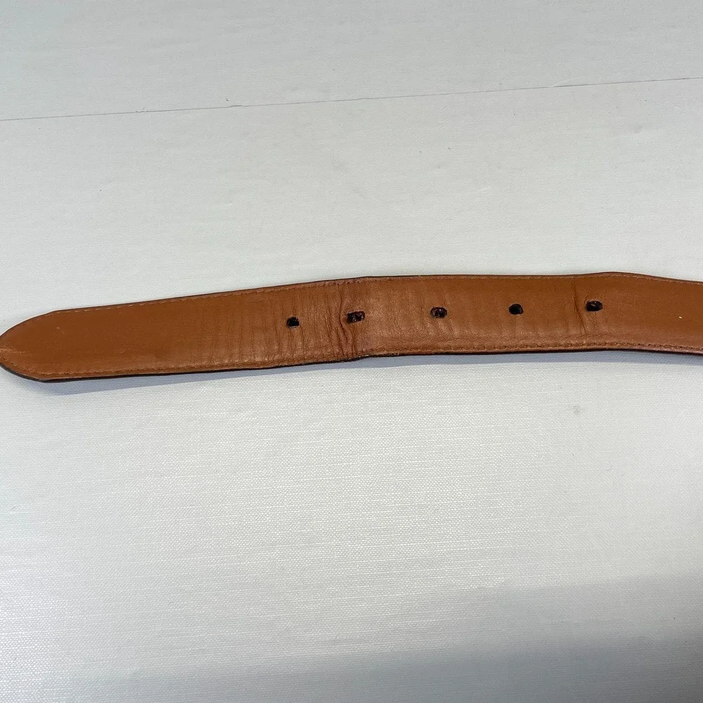 L.L. Bean Mens Size 44 Brown Leather Belt Full Grain - Made in USA